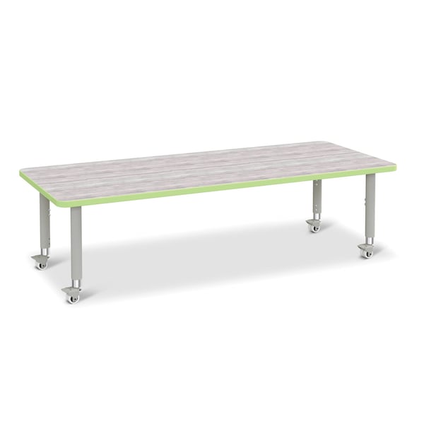 Jonti-Craft Berries Rectangle Activity Table, 30 in. x 72 in., Mobile, Driftwood Gray/Key Lime/Gray 6413JCM451 - main